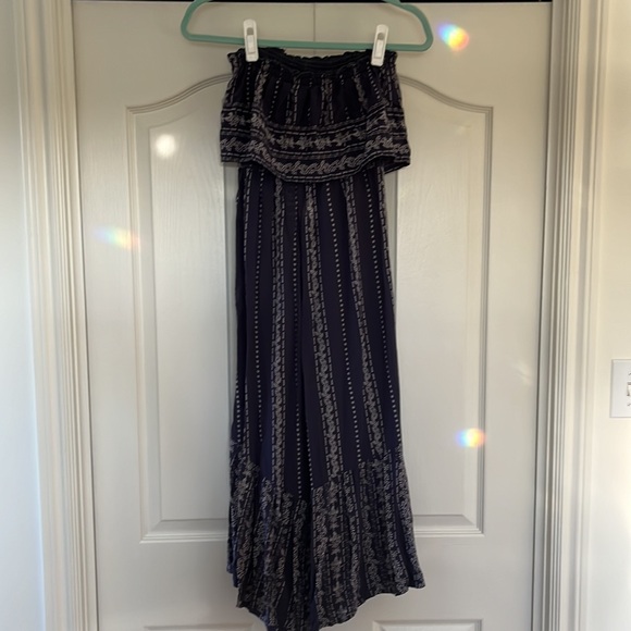 Navy Blue Strapless Jumpsuit - Picture 2 of 3